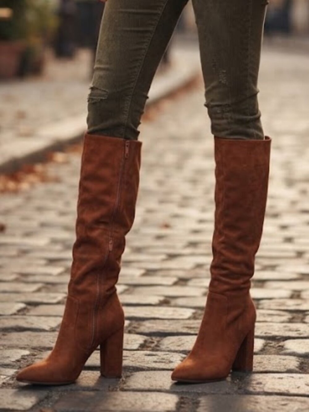 Life of the Party Brown Slouch Knee High Boots Pointed Toe High Heel Size 5.5